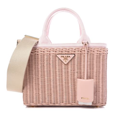 prada pink wicker bag|canvas tote bag Prada.